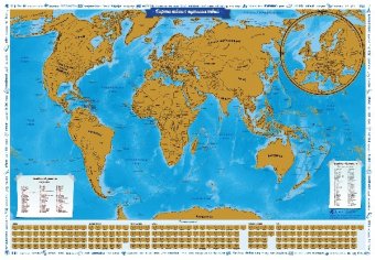 Скретч-карта мира "Карта твоих путешествий"  в тубусе, 86*60 см