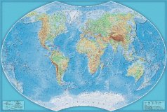 Рельефная физическая карта мира, арт. К18, 90*130 см