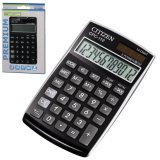 Калькулятор CITIZEN карманный CPC-112BKWB, 12 разрядов, двойное питание, 120х72мм, ЧЕРНЫЙ