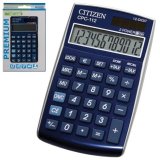 Калькулятор CITIZEN карманный CPC-112BLWB, 12 разрядов, двойное питание, 120х72мм, СИНИЙ