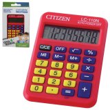 Калькулятор CITIZEN карманный LC-110NRDCFS, 8 разрядов, двойное питание, 87х58мм, КРАСНЫЙ