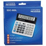 Калькулятор CITIZEN настольный SDC-868L, 12 разрядов, двойное питание, 152х153мм