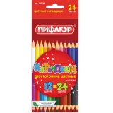 Двусторонние цветные карандаши Пифагор 24 цвета