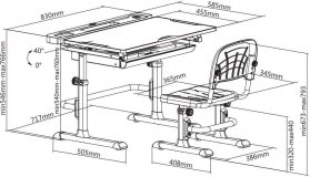 Комплект парта и стул трансформеры Disa Grey Cubby