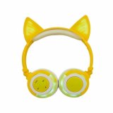 Светящиеся наушники "Ушки кошки" с подсветкой и Bluetooth, желтые