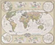 Скатерть "Карта Мира в стиле ретро" непромокаемая, 120*145 см