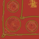 Скатерть "Карта Мира в морском стиле" красная 120*145 см