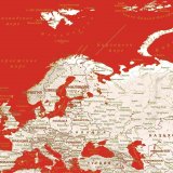 Скатерть "Карта Мира в морском стиле" красно-белая, 220*145 см
