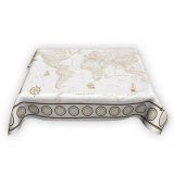 Скатерть непромокаемая "Карта Мира в морском стиле" белая с золотом, 220*145 см