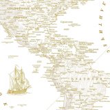 Скатерть "Карта Мира в морском стиле" белая с золотом, 180*145 см
