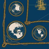 Скатерть непромокаемая "Карта Мира в морском стиле" синяя, 180*145 см
