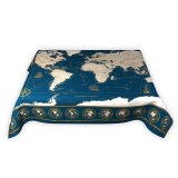 Скатерть "Карта Мира в морском стиле" синяя, 180*145 см