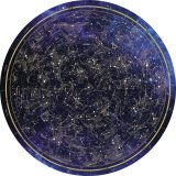 Скатерть круглая непромокаемая "Карта Звёздное Небо" d=145 см (золотая бейка)