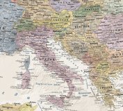 Скатерть круглая непромокаемая "Карта Европы в стиле ретро" d=145 см, обшита  бейкой