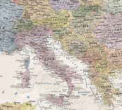 Скатерть круглая "Карта Европы в стиле ретро" d=145 см, обшита  бейкой