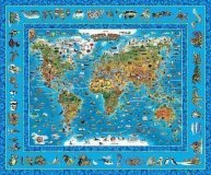 Скатерть непромокаемая "Детская карта мира большая" 145*120 см