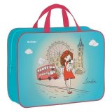 Папка-сумка с ручками 350*265*80 Berlingo "Girl in London", А4, 1 отделение, текстиль, на молнии