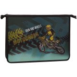 Папка для труда 2 отд., А4, ArtSpace "Motocross", пластик-картон, конгрев, металл., на молнии