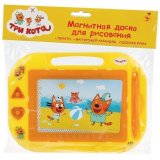 Доска для рисования магнитная Играем вместе "Три кота", с карандашом, 2 штампами, 21*15см
