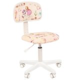 Кресло детское Chairman Kids 101, PL бел, ткань велюр, принцессы, мех. постоян. под.спины,без подлок