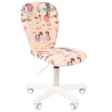 Кресло детское Chairman Kids 105, PL белый, ткань велюр, принцессы, регулировка по высоте, без подл.