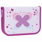 Пенал TIGER FAMILY с наполнением, 1 отделение, откидная планка, 23 предмета, "Playful Butterfly", 20х14х4 см, 