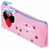Пенал-косметичка BRAUBERG, канвас с аппликацией, Cool Strawberry, 19х4х8 см, 228998