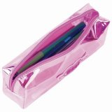 Пенал-косметичка ЮНЛАНДИЯ, мягкий, полупрозрачный "Glossy", розовый, 20х5х6 см, 228984