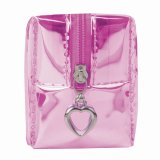 Пенал-косметичка ЮНЛАНДИЯ, мягкий, полупрозрачный "Glossy", розовый, 20х5х6 см, 228984