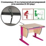 Стол-парта регулируемый "Дэми" СУТ.14, 750х610х530-815 мм, розовый металлический каркас, ЛДСП, клен
