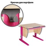 Стол-парта регулируемый "Дэми" СУТ.14, 750х610х530-815 мм, розовый металлический каркас, ЛДСП, клен