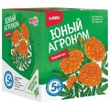Набор для выращивания растений ЮНЫЙ АГРОНОМ "Бархатцы", горшок, грунт, семена, LORI, Р-002