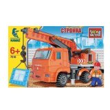 Конструктор Стройка "Камаз: кран с фигуркой", 141 деталь, ГОРОД МАСТЕРОВ, KK-7516-R, 243451