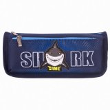 Пенал ЮНЛАНДИЯ, 2 отделения, полиэстер, "Shark", синий, 21х6х9 см, 270272