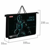 Папка на молнии с ручками ПИФАГОР А4, 1 отделение, пластик, ручки-шнурок, "Space warrior", 270866