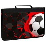 Папка для труда на молнии BRAUBERG А4 с ручкой, 1 отделение, органайзер, "Black football", 270992
