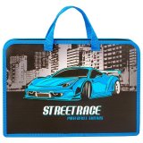 Папка с ручками ПИФАГОР А4, 1 отделение, пластик, молния сверху, 40 мм, SuperCar, 270331