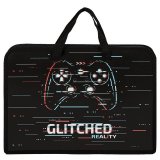 Папка на молнии с ручками ЮНЛАНДИЯ А4, 1 отделение, пластик, ширина 40 мм, "Glitched", 270948