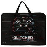 Папка на молнии с ручками ЮНЛАНДИЯ А4, 1 отделение, пластик, ширина 40 мм, "Glitched", 270948