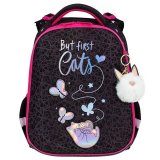 Ранец BRAUBERG LUMINOUS, 2 отделения, с брелоком, "Cats first", СВЕТЯЩИЙСЯ РИСУНОК, 38х29х16 см, 271367