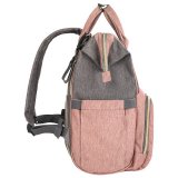 Рюкзак для мамы BRAUBERG MOMMY с ковриком, крепления на коляску, термокарманы, серый/розовый, 40x26x17 см, 270