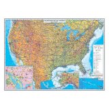 Карта общегеографическая США, 55,8 х 40 см, на магнитной основе