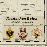 Карта административная Германской империи 1871 год, на немецком языке, 63 х 50 см