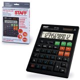 Калькулятор настольный STAFF STF-555-BLACK CORRECT, 12 разрядный с двойным питанием