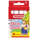Мелки ПИФАГОР, набор 4 шт., белые