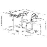 Растущая парта со стулом для рисования Bambino Grey Fundesk