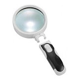 Лупа ANYSMART ручная круглая 5х, 90 мм, с подсветкой (2 LED), черно-белая 77390B