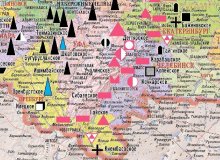 Карта полезных ископаемых России 120х80 см